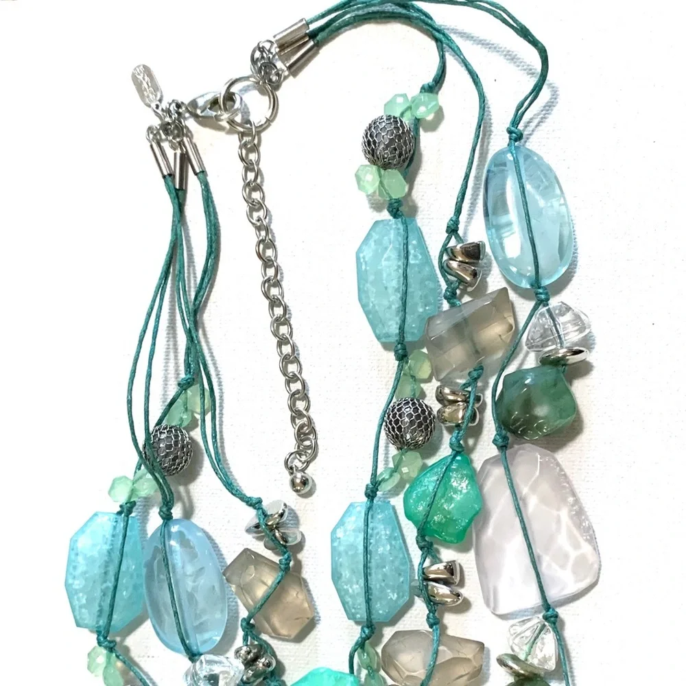 Treska  Chunky Boho Summer Blue Statement Necklace